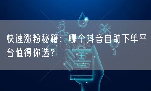 快速涨粉秘籍：哪个抖音自助下单平台值得你选？