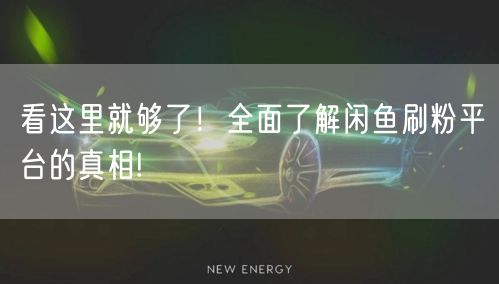 看这里就够了！全面了解闲鱼刷粉平台的真相!