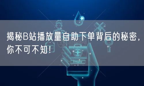 揭秘B站播放量自助下单背后的秘密，你不可不知！