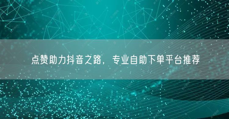 点赞助力抖音之路，专业自助下单平台推荐