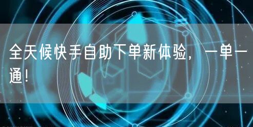 全天候快手自助下单新体验，一单一通！