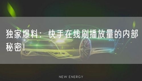 独家爆料：快手在线刷播放量的内部秘密！