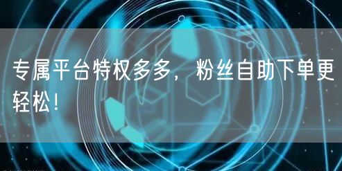 专属平台特权多多，粉丝自助下单更轻松！