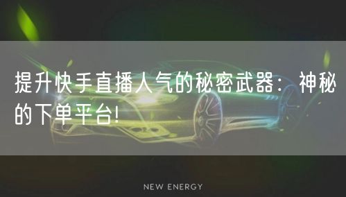 提升快手直播人气的秘密武器：神秘的下单平台!