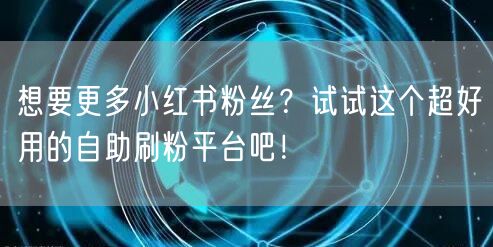 想要更多小红书粉丝？试试这个超好用的自助刷粉平台吧！