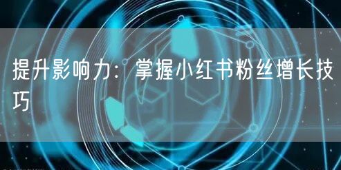 提升影响力：掌握小红书粉丝增长技巧