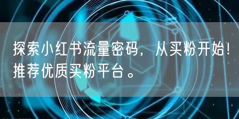 探索小红书流量密码，从买粉开始！推荐优质买粉平台。