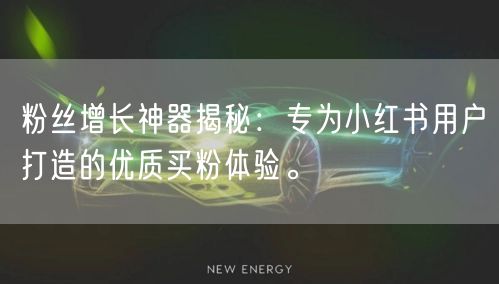 粉丝增长神器揭秘：专为小红书用户打造的优质买粉体验。