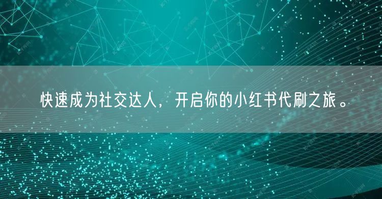 快速成为社交达人，开启你的小红书代刷之旅。