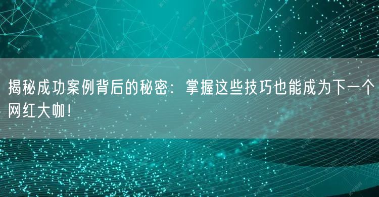 揭秘成功案例背后的秘密：掌握这些技巧也能成为下一个网红大咖！