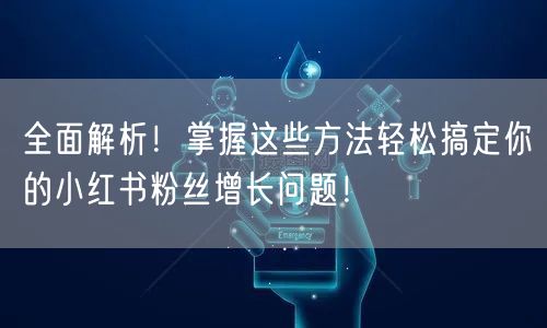 全面解析!掌握这些方法轻松搞定你的小红书粉丝增长问题!