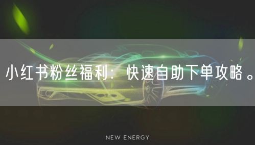 小红书粉丝福利：快速自助下单攻略。