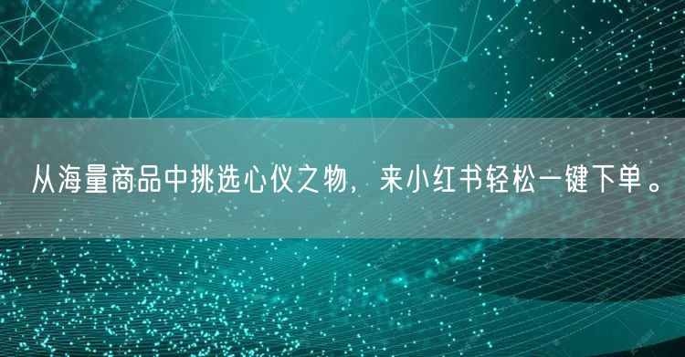 从海量商品中挑选心仪之物，来小红书轻松一键下单。
