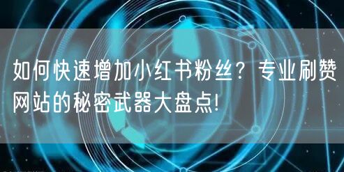 如何快速增加小红书粉丝？专业刷赞网站的秘密武器大盘点!