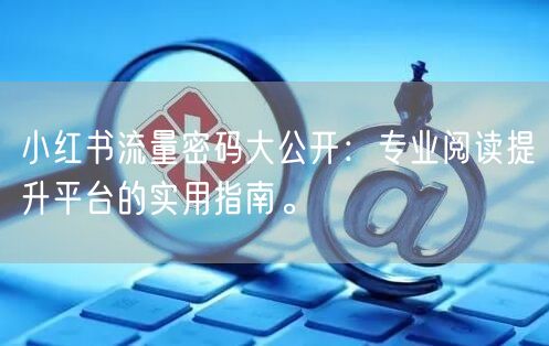 小红书流量密码大公开：专业阅读提升平台的实用指南。