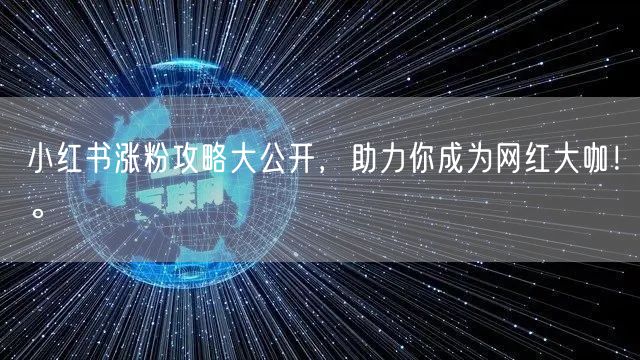 小红书涨粉攻略大公开，助力你成为网红大咖！。