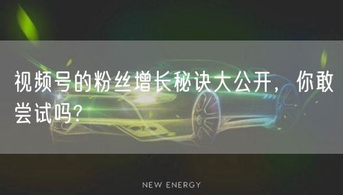 视频号的粉丝增长秘诀大公开，你敢尝试吗?