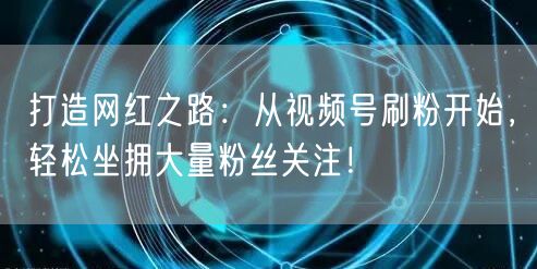 打造网红之路：从视频号刷粉开始，轻松坐拥大量粉丝关注！