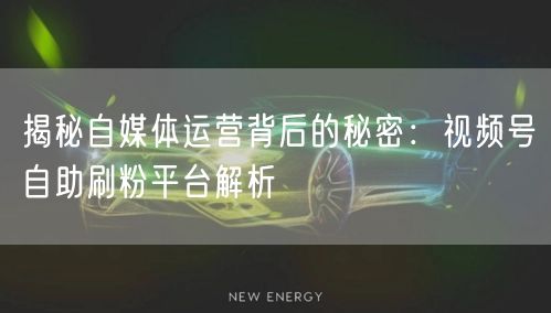 揭秘自媒体运营背后的秘密：视频号自助刷粉平台解析