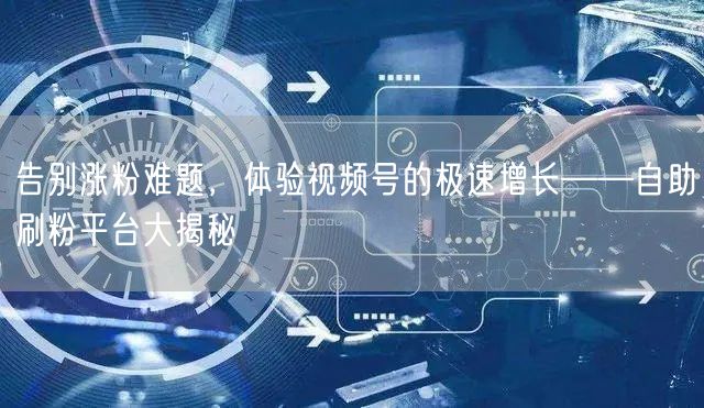 告别涨粉难题，体验视频号的极速增长——自助刷粉平台大揭秘
