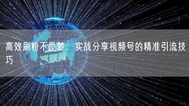 高效刷粉不是梦：实战分享视频号的精准引流技巧