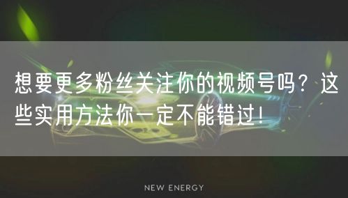 想要更多粉丝关注你的视频号吗？这些实用方法你一定不能错过！