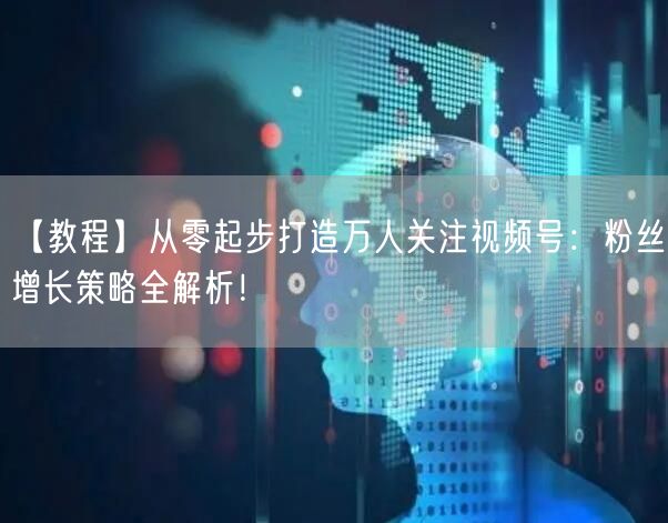 【教程】从零起步打造万人关注视频号：粉丝增长策略全解析！