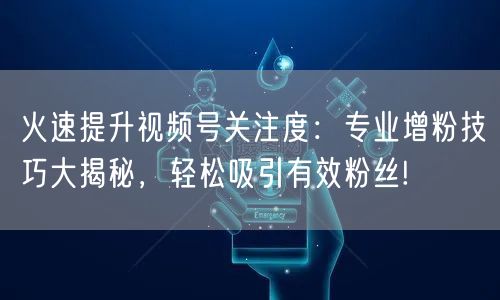 火速提升视频号关注度：专业增粉技巧大揭秘，轻松吸引有效粉丝!