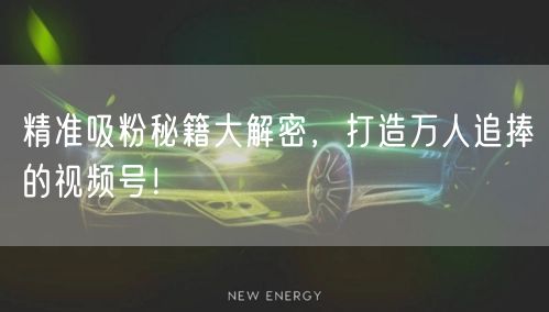 精准吸粉秘籍大解密，打造万人追捧的视频号！