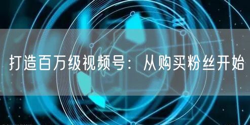 打造百万级视频号：从购买粉丝开始